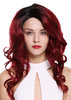 DW1948-220-YS871S1B Lady Quality Wig long wavy parting teased volume ombre mix black red Diva 20"