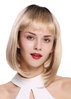 Lady Quality Wig Bob Longbob short smooth straight fringe bangs ombre mix dark brown blond