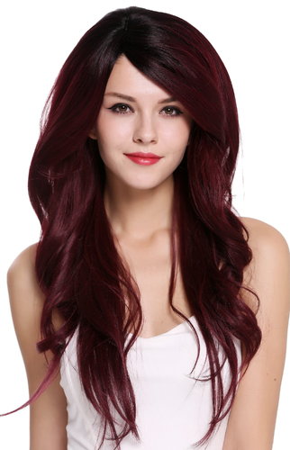 RGF-5904LD-DR1B/BG Lady Quality Wig long wavy parting Ombre mix black with burgundy red