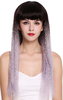RGF-6190-T4/GRAY Lady Quality Wig long straight bangs fringe Ombre mix dark brown purple gray