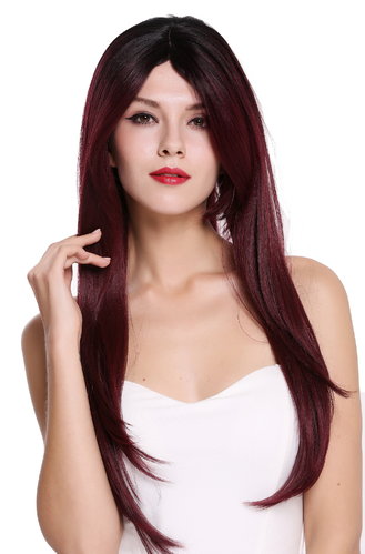 RGF-6470C-DR1B/BG Lady Quality Wig long straight parted ombre Mix black & burgundy red