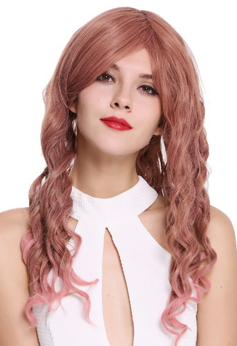 LC015 Lady Quality Wig long parting curlscurled matted beach wave pink brown mix