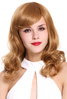 LHT-13-27 Lady Quality Wig medium lengh straight curled tips ringlets strawberry blond
