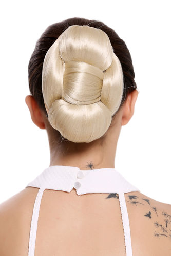 O2-88 Hairpiece Topknot Hairknot Daisy Hairbow Bun Light Blond