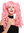 Lady Quality Cosplay Wig short naughty parting 2 very long volume curled removeable ponytails pink