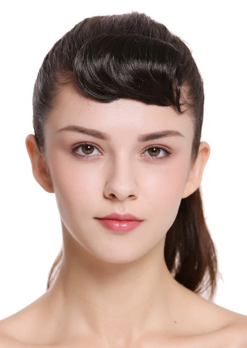 TYP-760-8 Hairpiece Micro Fringe Bangs with Comb short curved brown