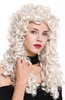 Quality wig women men baroque renaissance king nobleman long curls curly white white- blonde