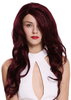 Quality women's wig beautiful long wavy parting lace front partial monofilament black red highlights