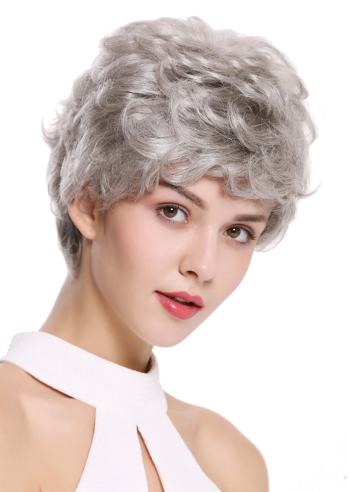 Quality women's wig men's wig human hair short wavy stylish silvery grey  NG-HH-13-51