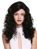 Quality women's wig long voluminous side parting curls pomp black 1355AB-2