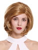 Quality women's wig partial monofilament parting short lady wavy blonde mix highlights