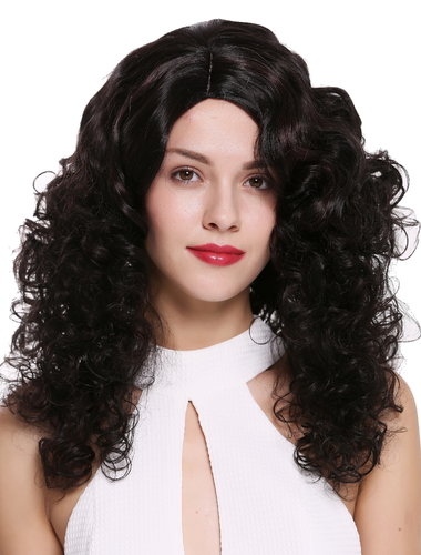 Quality women's wig long voluminous side parting curls pomp mahogany brown mix 1355AB-2BH33
