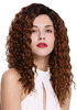 Quality women's wig lady side parting afro curls curly ombre black copper brown 803AD-YS1+30