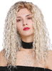 Quality women's wig lady side parting afro curls curly ombre champagne blonde mix 803AD-CHAMPR