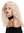Quality women's wig lady long voluminous side parting curls pomp platinum blonde fair-blonde blonde