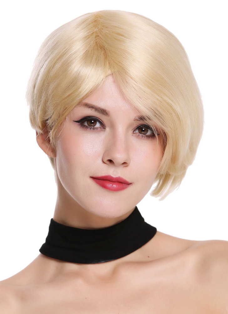 Quality women's wig human hair short parting sleek lady voluminous platinum  blonde RGH-5334-HH-613