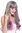 Quality women's wig lady long fringe sleek curly hair tips grey violet purple mix D1819-10AT366