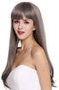 Quality women's wig lady very long sleek fringe brown grey mix C8135-8AT10A