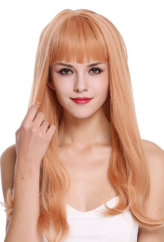 Quality women's wig lady long sleek wavy hair tips reddish blonde fair red orange-red DL047-1344