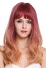 Quality women's wig long fringe sleek curly hair tips Balayage mix purple orange blonde lady