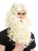 90760-A+B-ZA615 Wig Beard Set braided Halloween long wild Viking Northman Barbarian Dwarf Blond