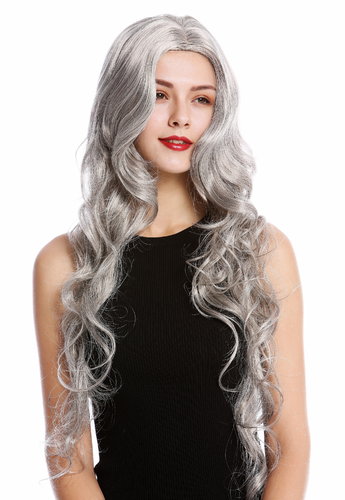 GFW2080-51 Lady Quality Wig very long wavy middle parting silvery gray