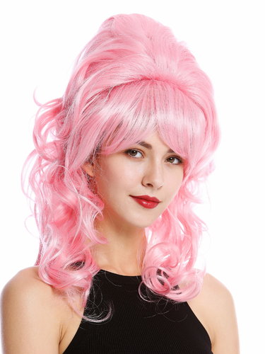GFW2418-TF2317-F1 Quality Lady Wig Baroque 60s Beehive Retro Bun curly long pink Pop Singer