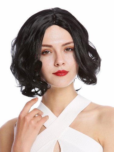 Lady Quality Wig short shoulder length Bob Longbob straight middle-parting curved tips black