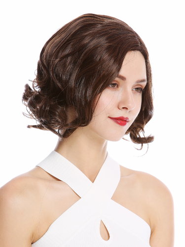 Lady Wig short shoulder length Bob Longbob straight middle-parting dark brown copper brown mix
