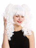 Lady Cosplay Quality Wig bob + 2 removable ponytails pigtails curled bangs ringlets white
