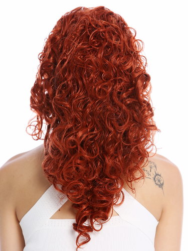 Ponytail extension combs elastic draw string curly curls super volume long copper red 17" NC002-135