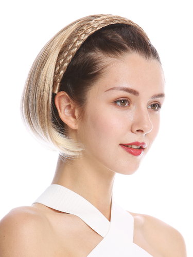 Halfwig Hairpiece Extension with braided hair circlet shoulder length straight blond mix