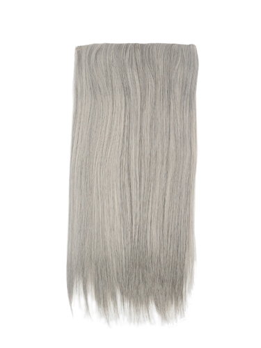 SA080 Clip-In hair piece hair extension broad 5 clips long sleek 22 inches grey