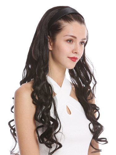 Hairpiece half wig Clip-In Extension alice band very long slightly curled dark brown 27" TYW60871H-4