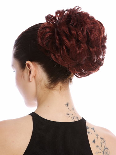 Hairpiece Hairbun Bun Hair Rose bushy voluminous red rustbrown Q840-131