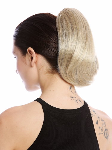 Ponytail Hairpiece Extensions short straight smooth but voluminous light champagne blond 10"