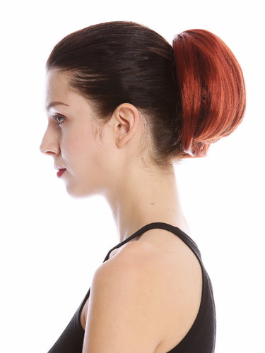 Ponytail Hairpiece Extensions very short straight voluminous like hair bun dark copper red