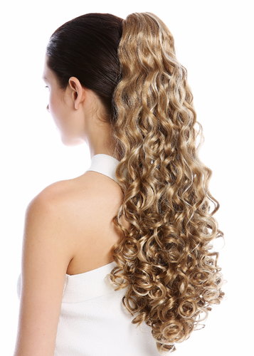 Ponytail Hairpiece very long voluminous curled curls blonded streaked platinum highlights 23"