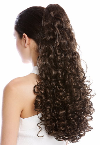 Ponytail Hairpiece Extensions very long voluminous curled curls medium brown 23" 9563B-V-8