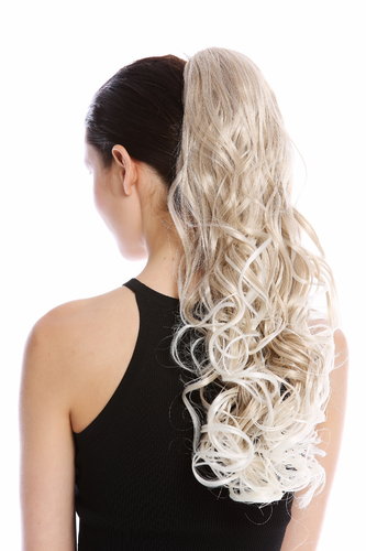 Hairpiece long voluminous curled wild straggly wet look honey blond bright blond highlights tips 21"