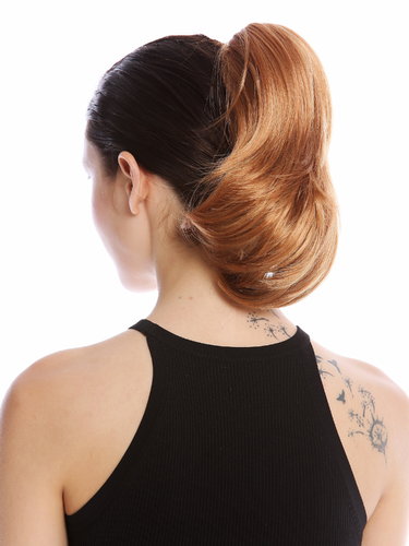 Ponytail Hairpiece optional Combs & Clamp short straight slighty wavy voluminous copper blond 12"