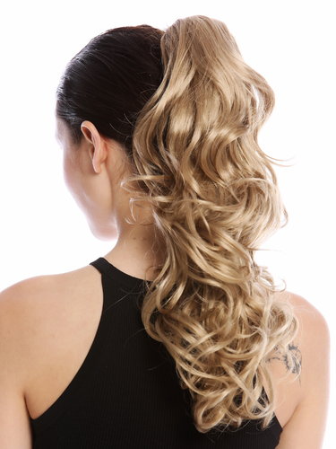 Ponytail Hairpiece Extensions long slightly curled defined curls honey blond 17" N399-V-16