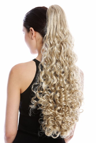 Ponytail Hairpiece Extensions very long curled curls curly champagne blond 23" N440-V-22