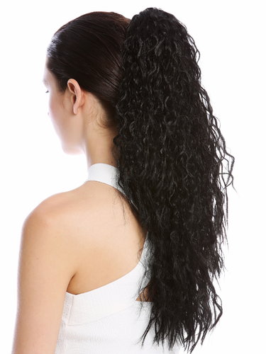 Ponytail Hairpiece very long voluminous curled kinked Afro Caribbean style kinks black 21"