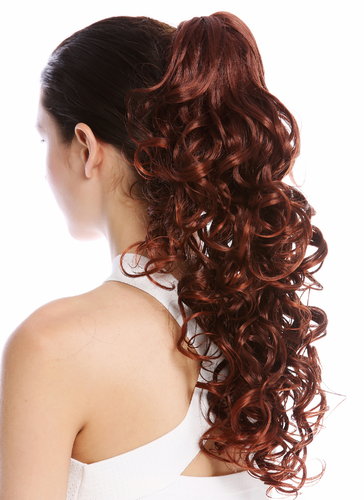 Hairpiece optional Combs & Clamp long voluminous curls auburn copper brown highlights tips 20"