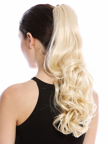 Ponytail Hairpiece Extensions Claw Grip Clamp long slightly curled platinum blond 17" SP-31-A-V-613