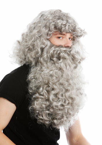 wig and beard set Deluxe Saint Nicholas prophet hermit magician grey 46-A+B-ZA68R