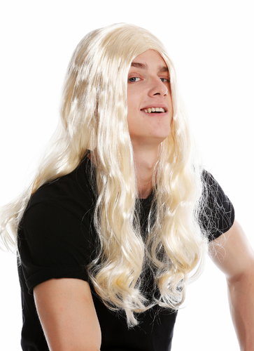 wig men women long wild middle-parting Heavy Metal Rocker blonde fair-blonde LM-155-ZA88