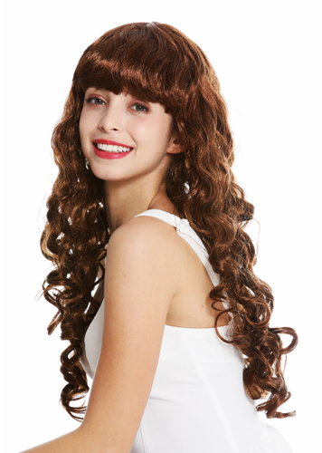 women's party wig carnival Halloween long curls curly voluminous fringe brown golden brown 0082-ZA6A