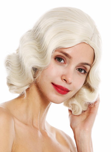 women's quality wig 20's swing jazz Charleston Chicago middle parting waves wavy light blonde mix